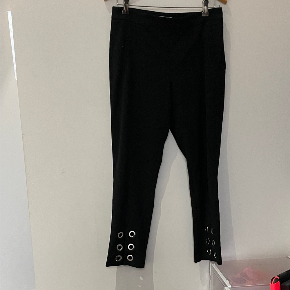 H&M Black Cropped Pants with Silver Eyelets